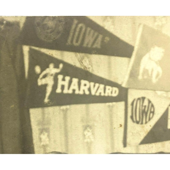 Vintage College Pennant Photo Piano‎ Player Harvard Iowa Yale Dubuque Flags - Picture 3 of 7